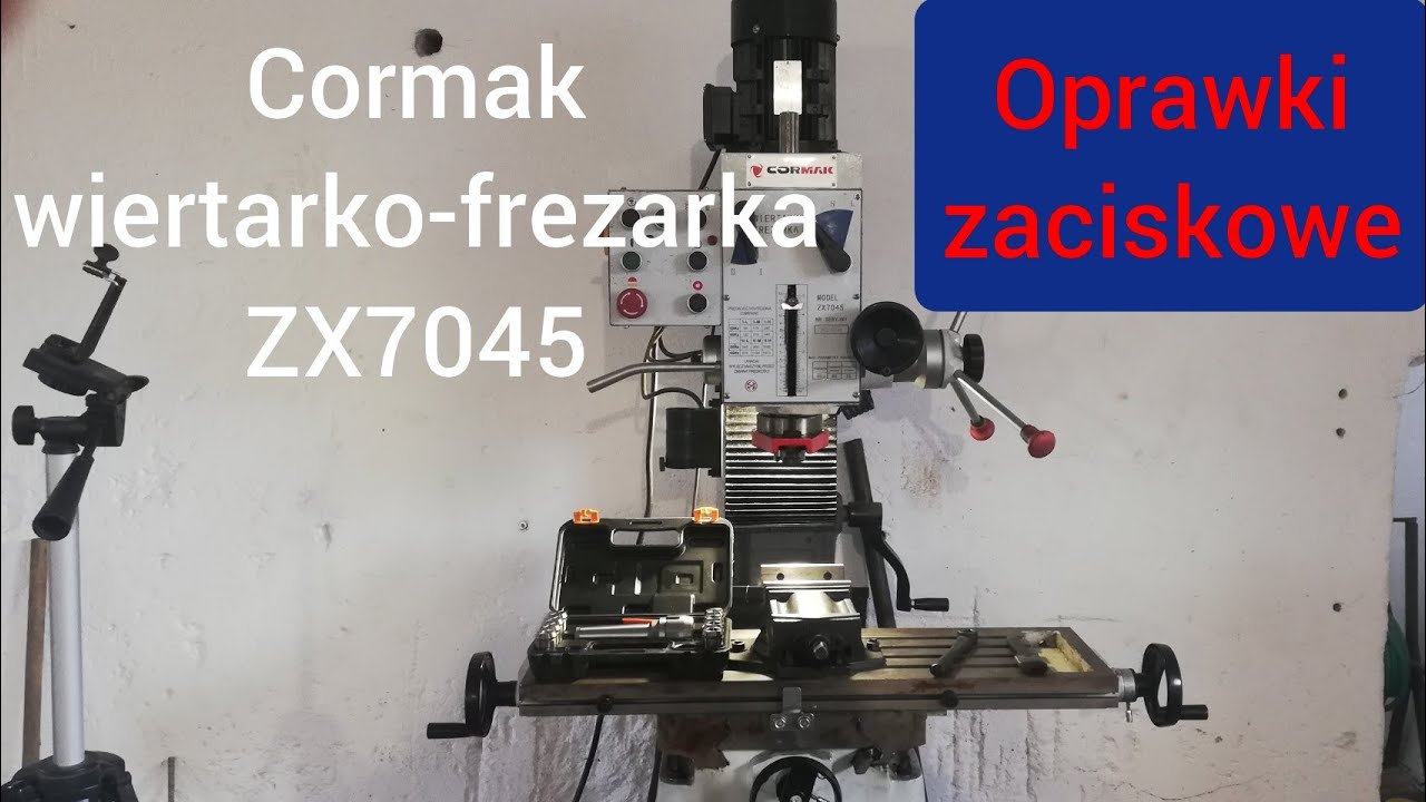 Wiertarko-frezarka Cormak ZX7045 frezowanie przy użyciu oprawek zaciskowych. Frezowanie współbieżne