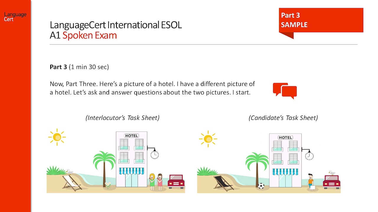 LanguageCert International ESOL Exploring A1 (Preliminary) Speaking