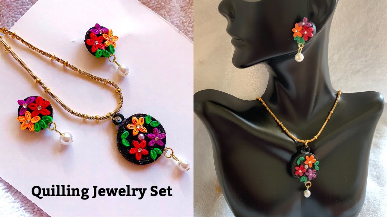 DIY Paper Quilling Jewelry Set||Making Simple Quilling Flower Jewlery Set||Paper Jewelry