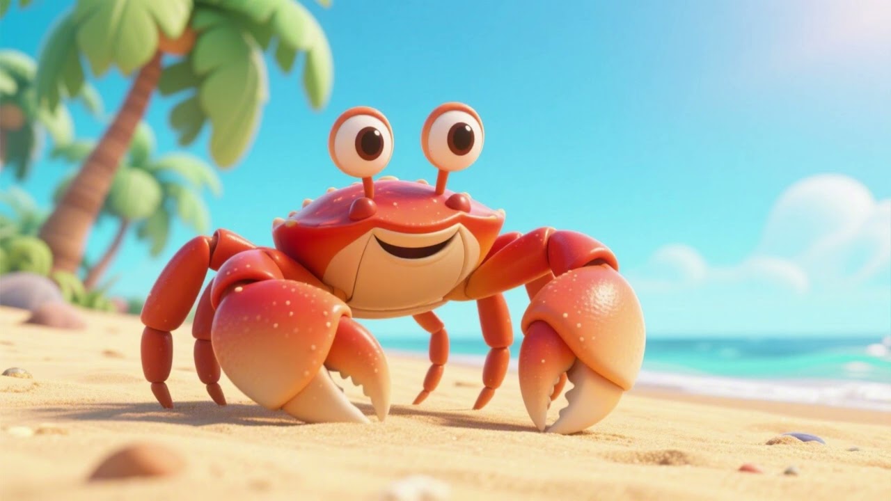 Crab Crawl on the Sandy Beach 🦀🏖️ Fun Kids Song & Learning Video