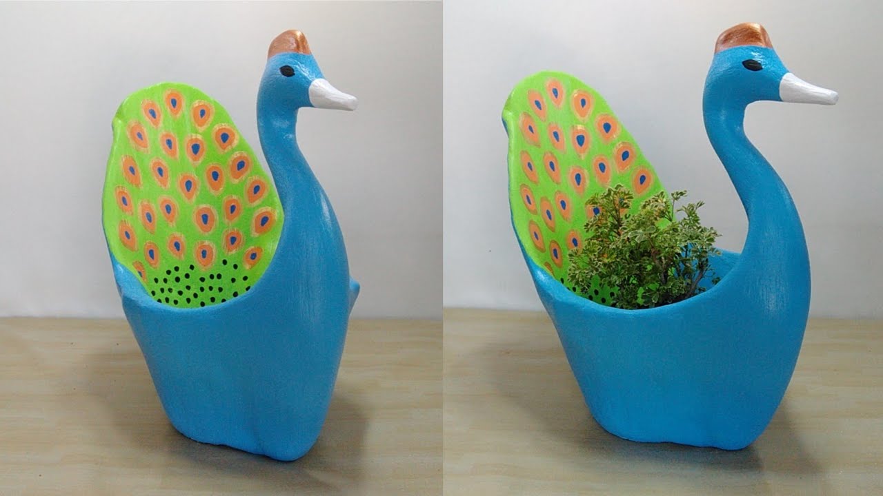 Wonderful Tips On How To Make Peacock Pot Planters || Cement Craft