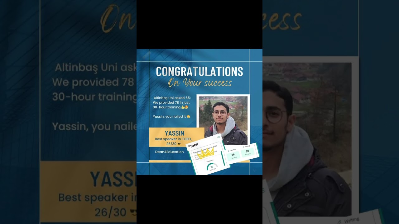 Congratulations Yassin 🤩#TOEFL #learning #English #course #dean4education