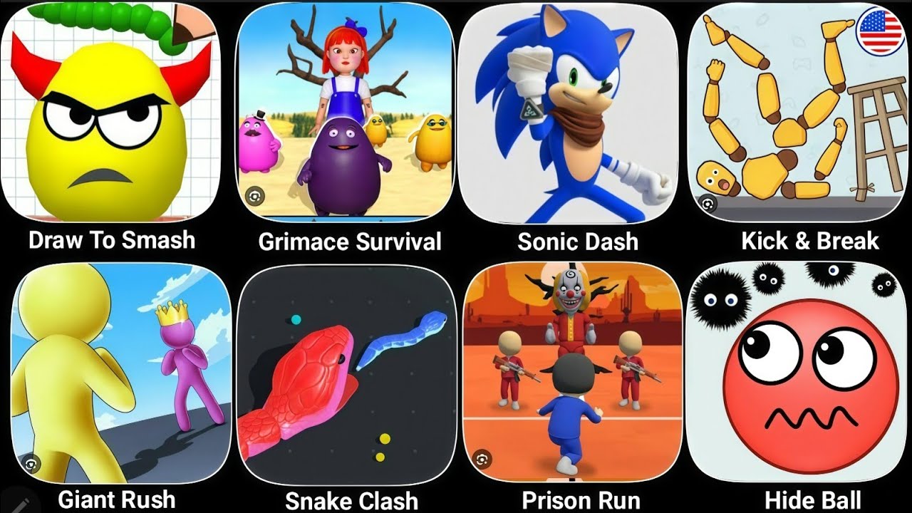 Draw To Smash, Grimace Survival, Sonic Dash, Kick & Break, Giant Rush, Snake Clash, Prison Run