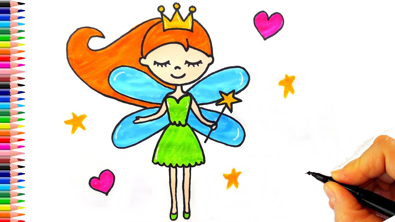 Sevimli Peri Kızı Çizimi 👼 Melek Nasıl Çizilir? - Peri Çizimi - How To Draw an Angel
