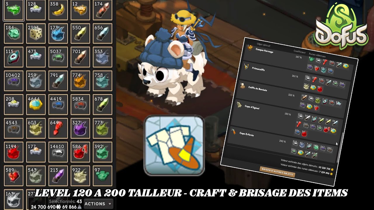 🧵 TAILLEUR LVL 120 à 200 - CRAFT & BRISAGE DE TOUS LES ITEMS ✨ - DOFUS 3