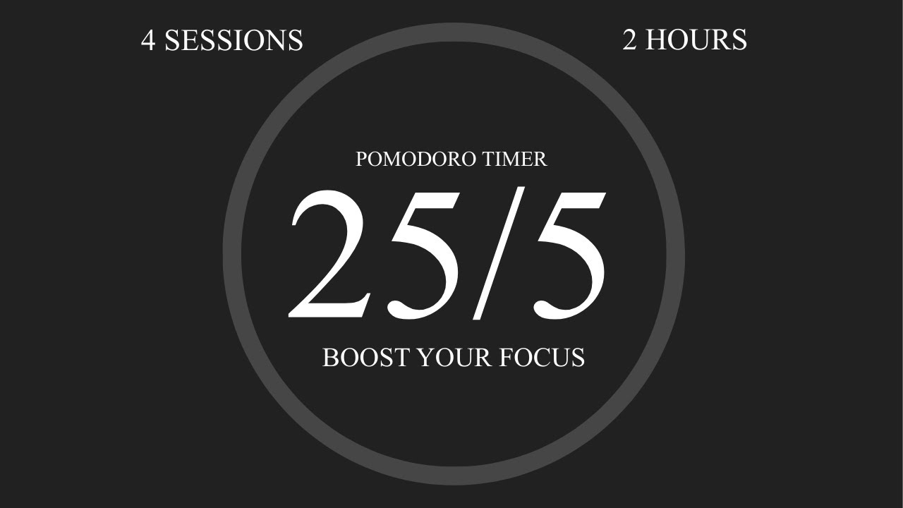 25/5 Pomodoro Timer ⏳ | No Background Noise (Just Bell Ring) | Black Screen | Study with Me 📚