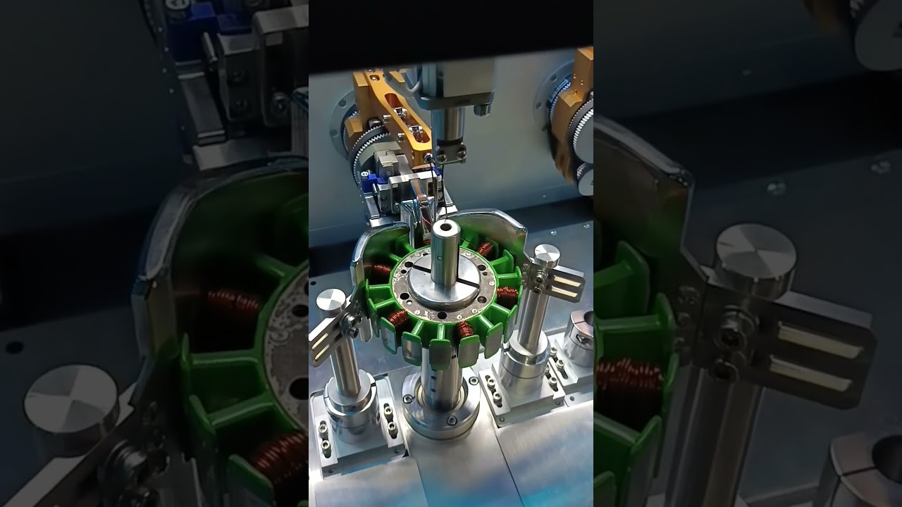 This is 2 heads outrunner flying fork uniformed stator winding machine.#statorwindingmachine#winding