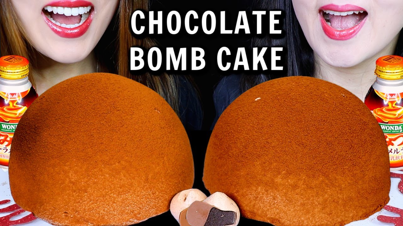 ASMR CHOCOLATE BOMB CAKE + CARAMEL LATTE TO CELEBRATE HAPPY NEW YEAR! SOFT EATING SOUNDS MUKBANG 먹방
