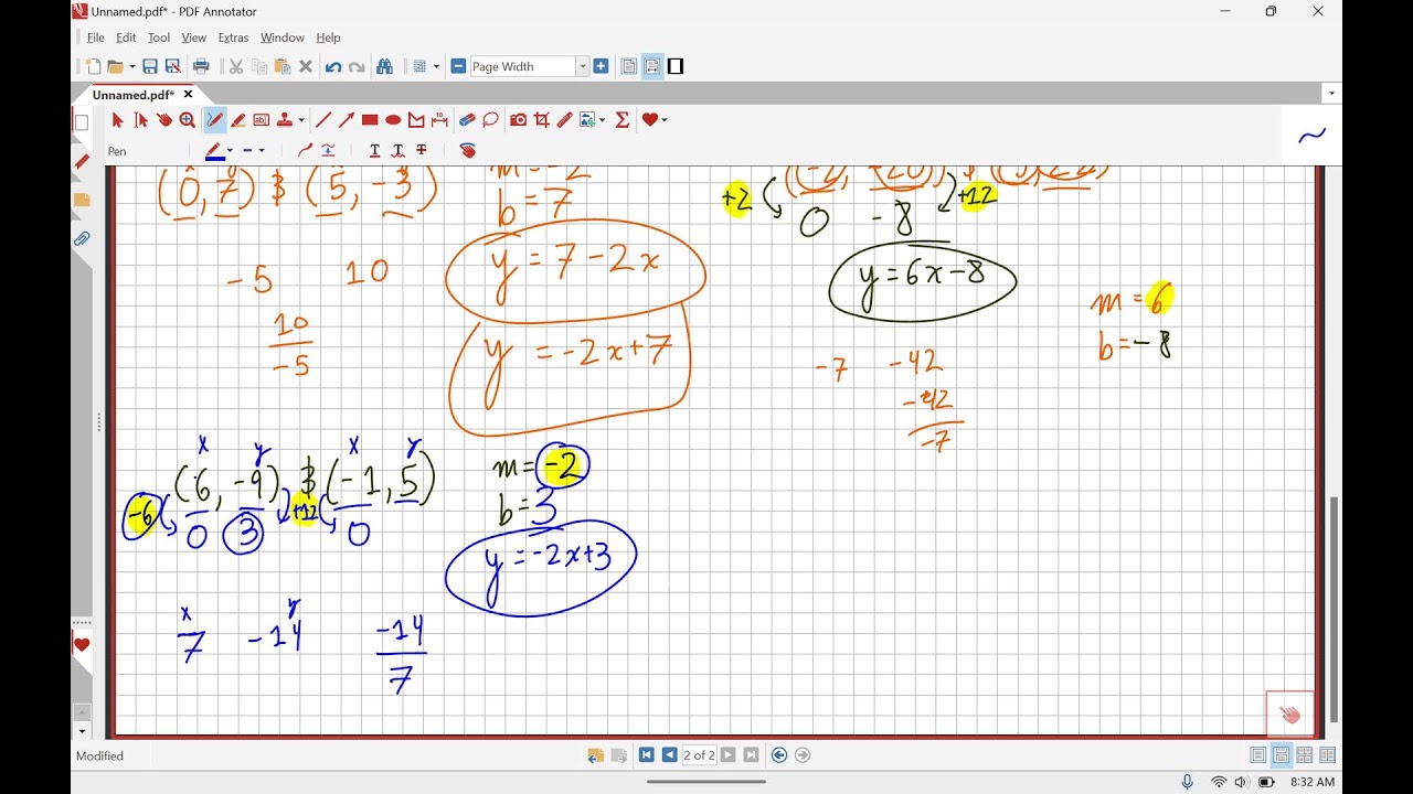 Math 8: Writing the Equation of a Line Given Two Points