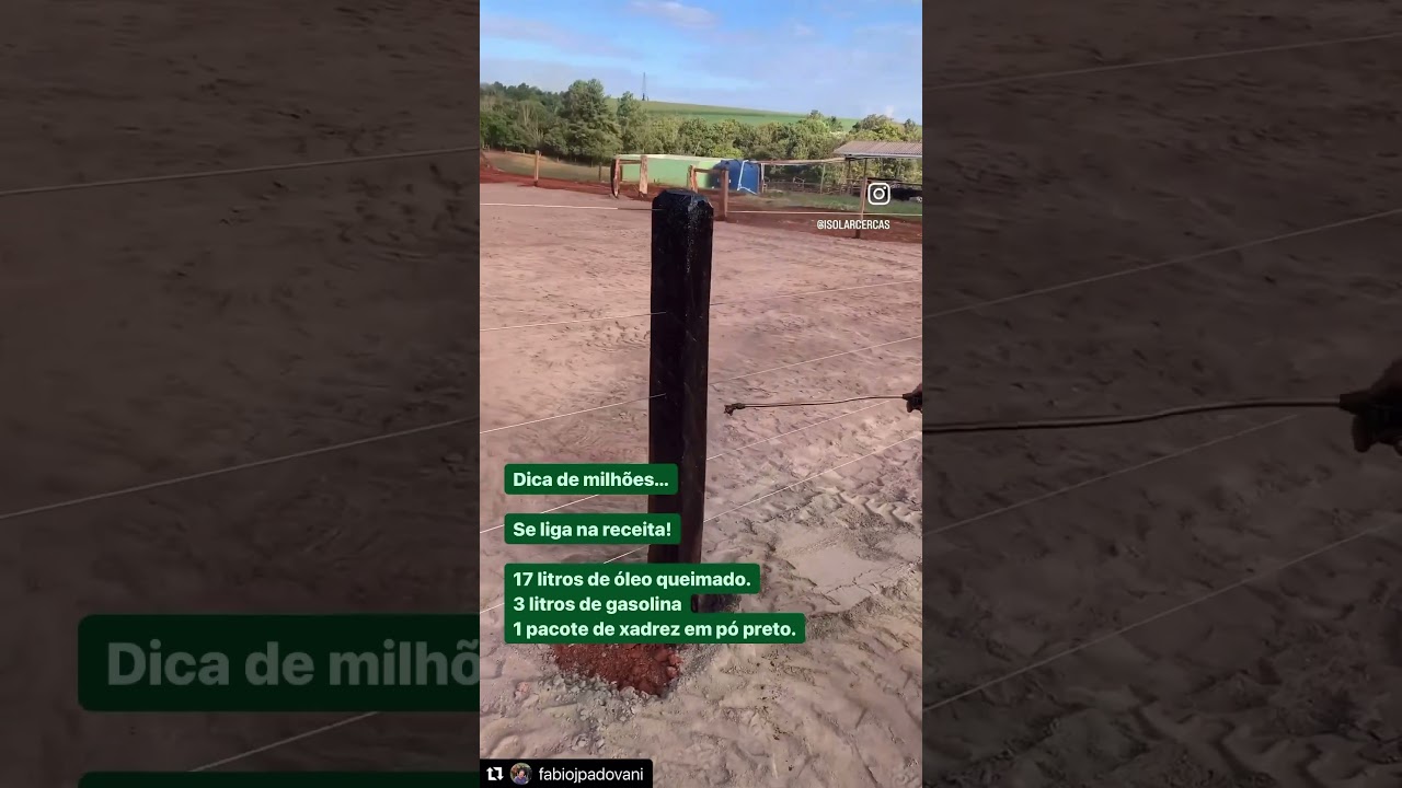 Receita 17 litros de &oacute;leo queimado.3 litros de gasolina 1 pacote de xadrez em p&oacute; preto.