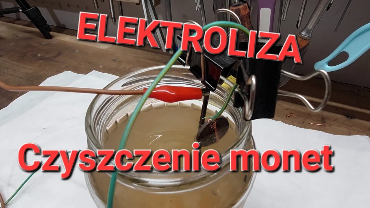 Elektroliza,  czyszczenie monet...