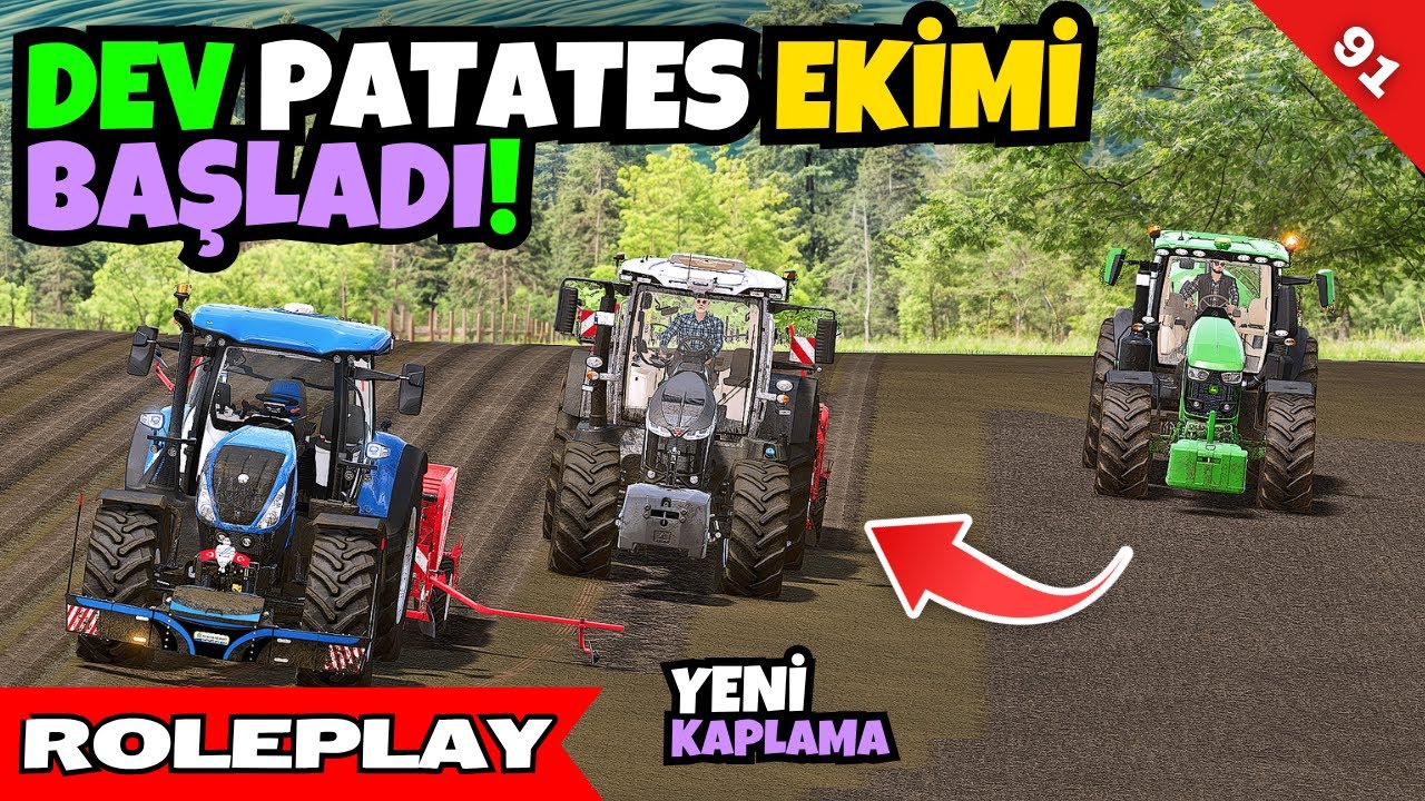 3 Ortak Dev Patates Ekimine Girdik! 💪 8S Kaplama + Dev Ekipmanlar | FS22 Roleplay