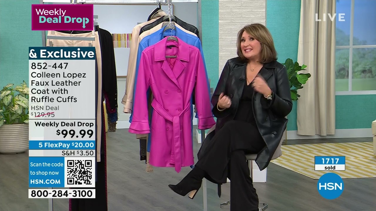 Colleen Lopez Faux Leather Coat with Ruffle Cuffs