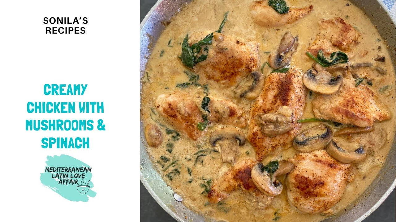 Creamy Chicken with Mushrooms & Spinach #chicken #dinner