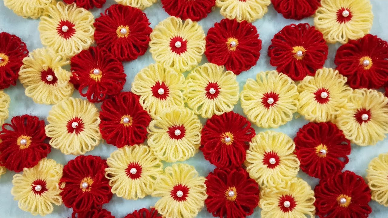 🌼🌼Easy & Beautiful Loom Flowers 🌼🌼 How to make Woolen Flower Using Flower Maker🌼🌼 Woolen Craft 🌼🌼