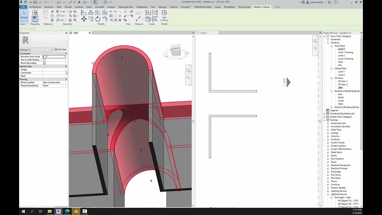 Hotel layout revit ceiling groin vault