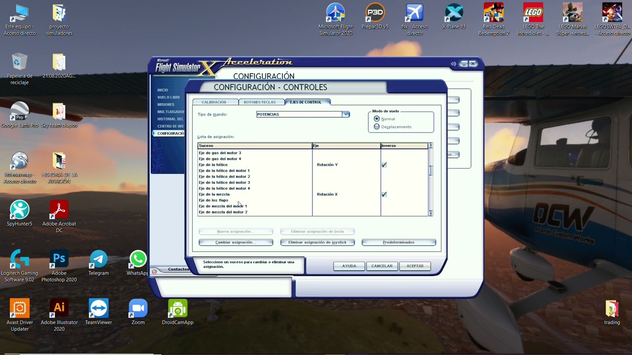 asignar mandos fsx