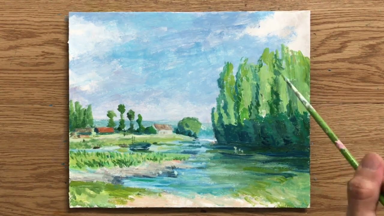 How to Paint Like Alfred Sisley |  Impressionist Landscape | acrylic painting tutorial