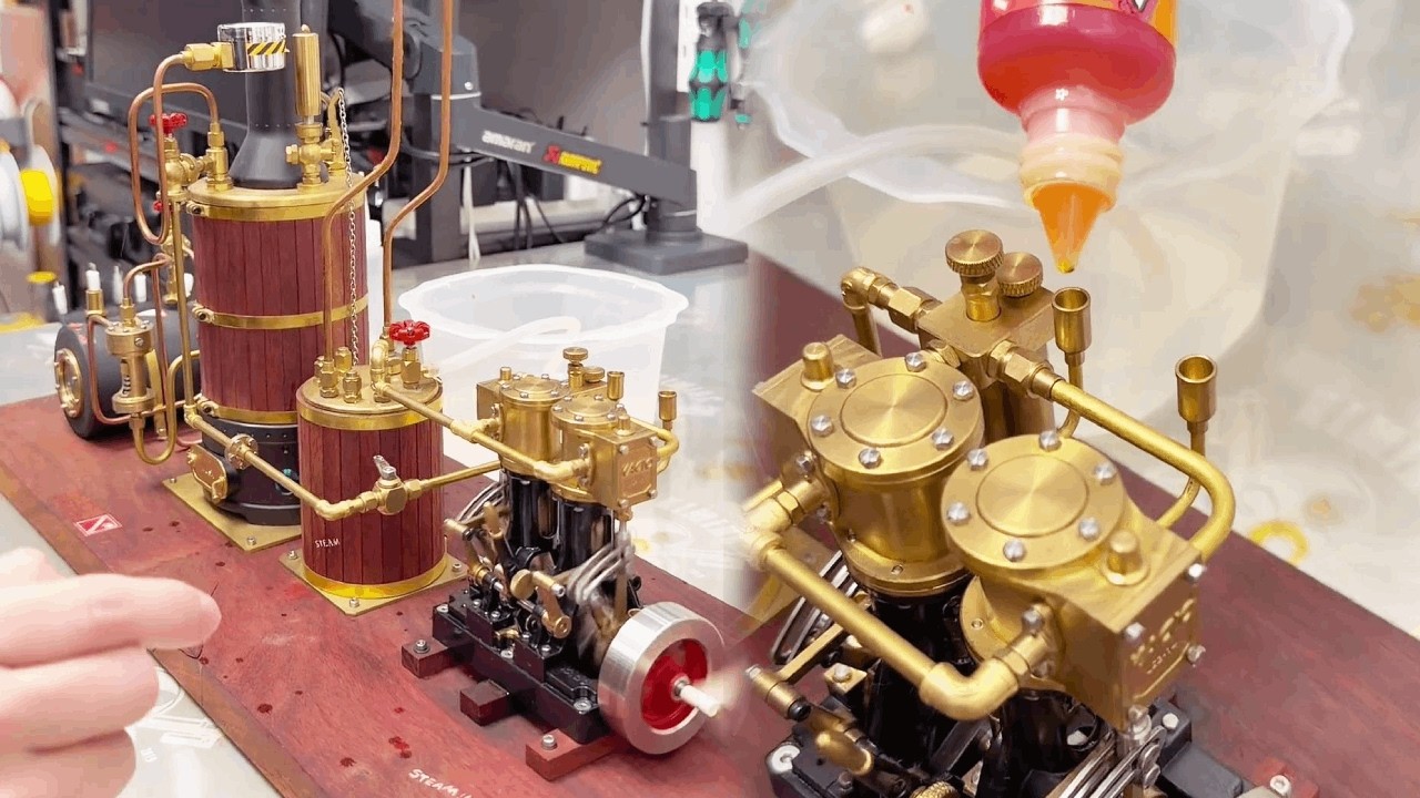 当我第一次玩老公加水就能转的蒸汽发动机，本以为是一堆破铜烂铁，看到它将模版戳个洞我直接惊呆了！