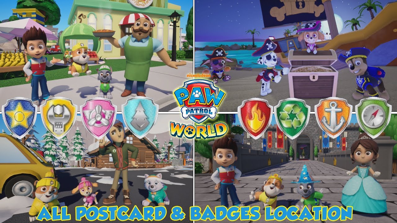 PAW Patrol World - All POSTCARD & BADGES LOCATION Walkthrough Gameplay