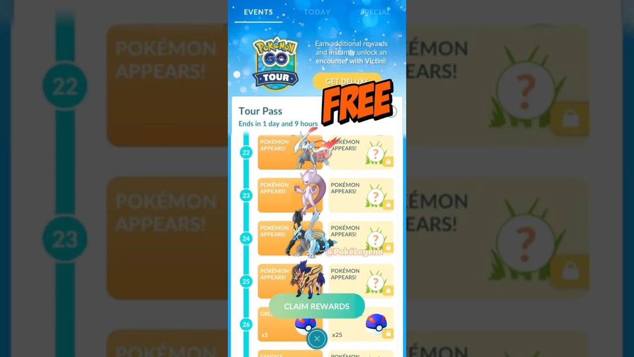 Free Tour Pass Global All Rewards in Pokemon go.