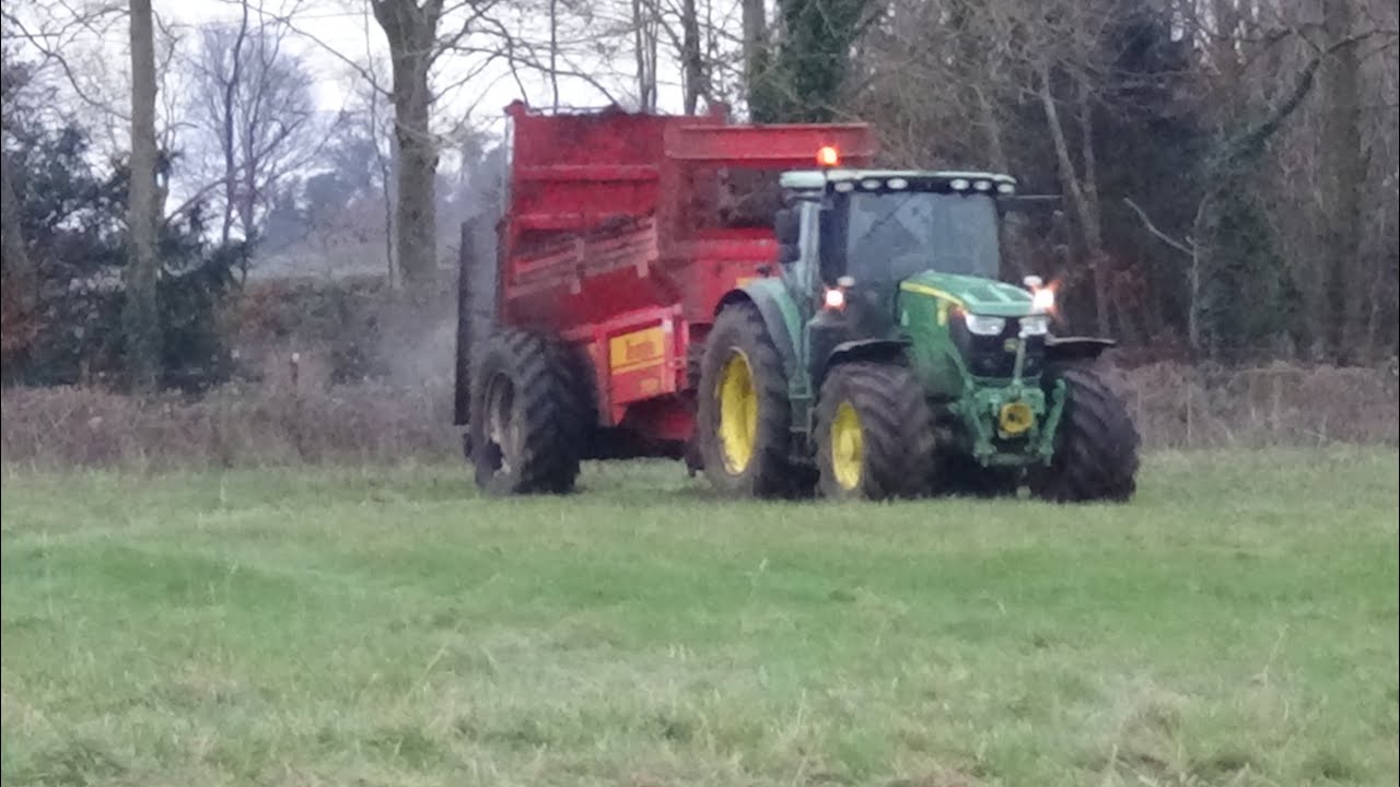 Muck Spreading with John Deeres 6155R & 6130R