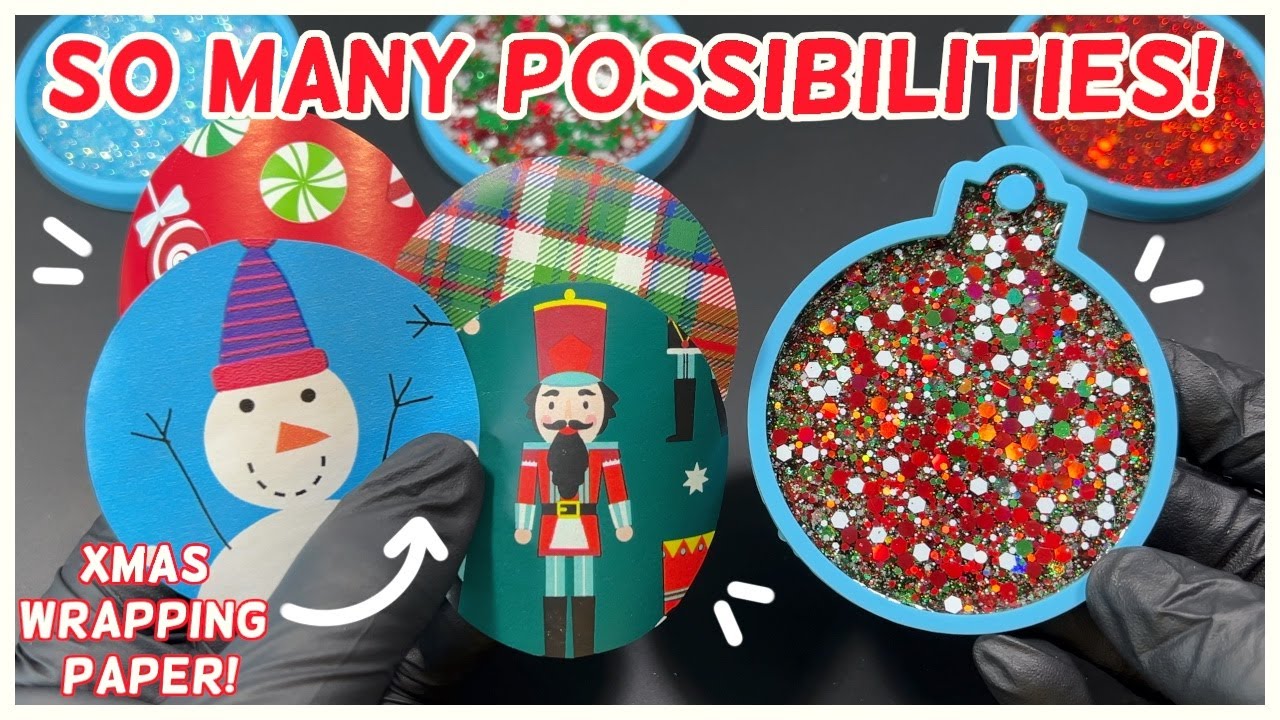 Scrap Christmas Wrapping Paper? PUT IT IN EPOXY RESIN! | #DIYChristmasOrnaments