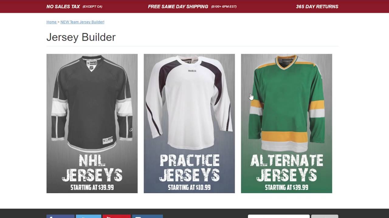 DiscountHockey.com Custom Jersey Builder