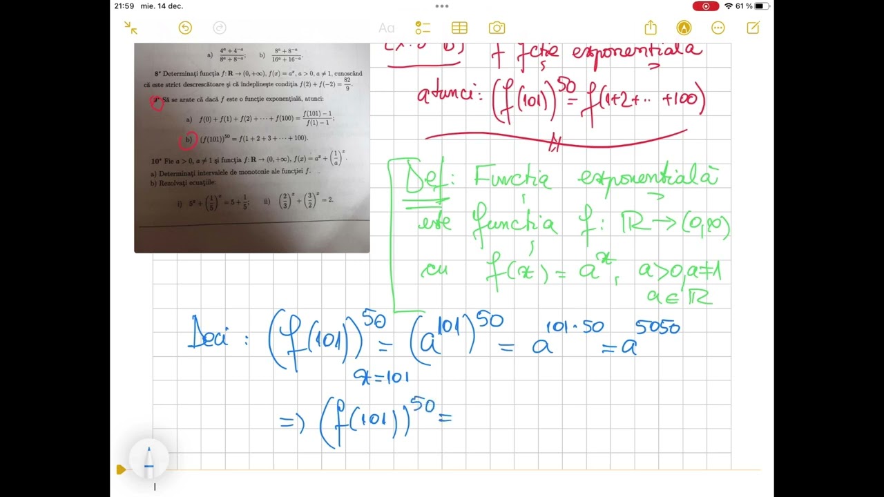 Functia exponentiala-exercitiu rezolvat