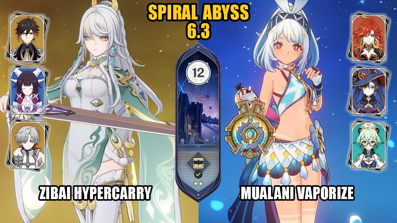 [Spiral Abyss 6.3] F2P Zibai Hypercarry & Mualani Vaporize |Luna IV| Genshin Impact