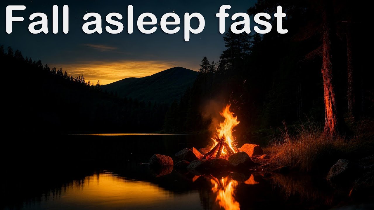 The crackling campfire by the lake at night helps you sleep soundly 🌙 (Black screen atmosphere)