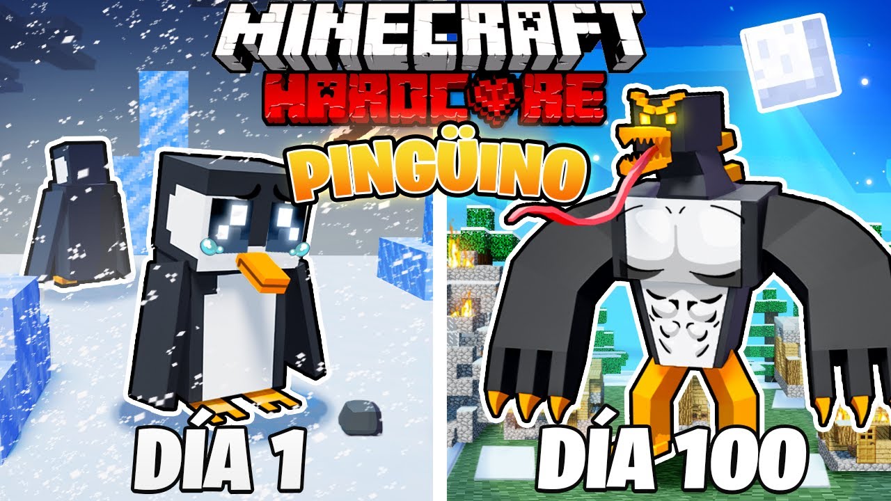 SOBREVIV&Iacute; 100 D&Iacute;AS como un PING&Uuml;INO en MINECRAFT HARDCORE!