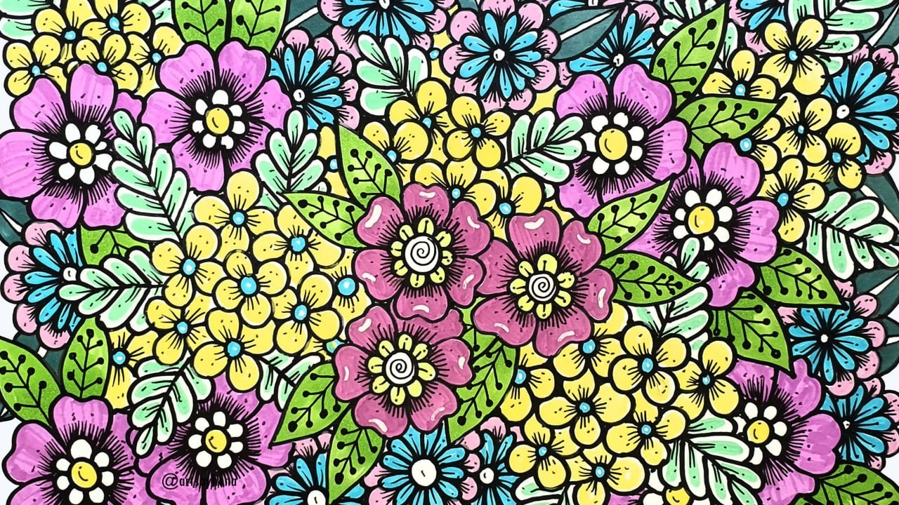 🌺How To Draw Flowers Doodle Easy Step By Step For beginners🌺