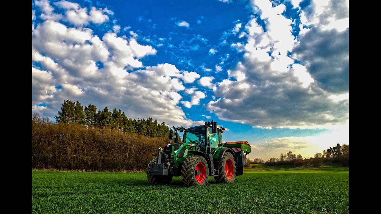 Dünger streuen im Getreide mit FENDT 516 & AMAZONE ZA TS 3200 4K
