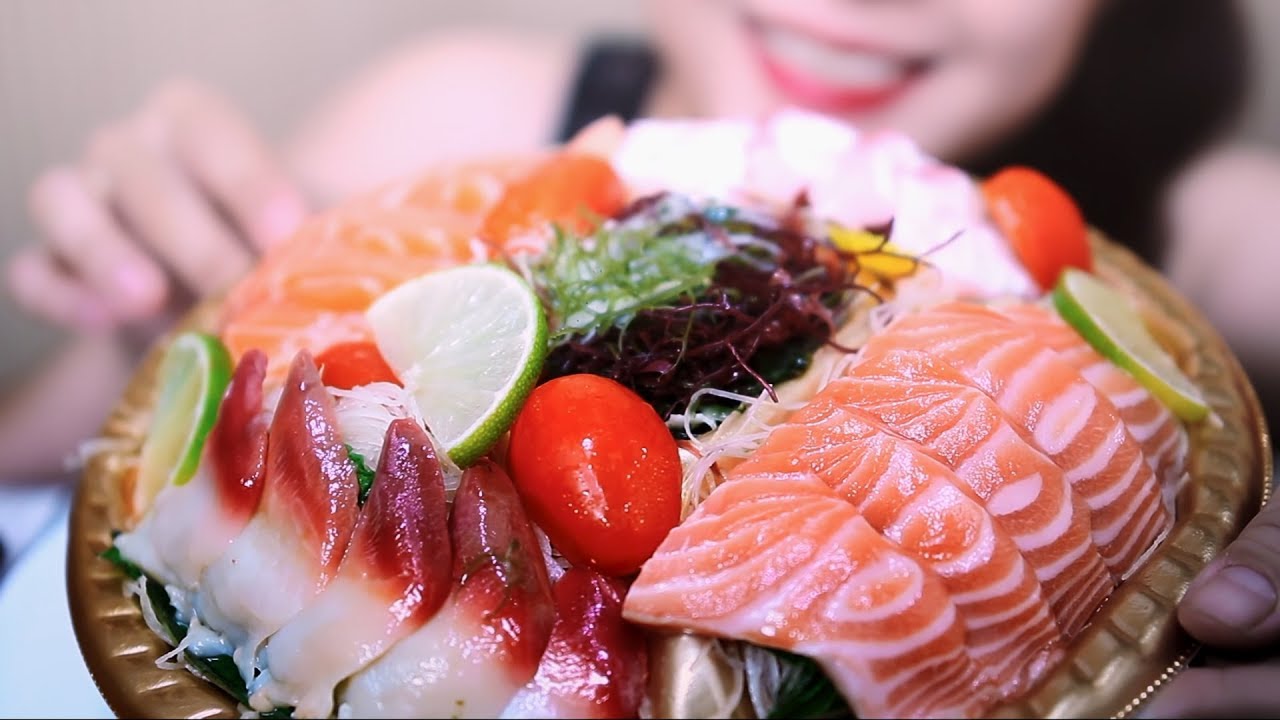 ASMR SASHIMI (Salmon,Octopus,Hokkigai) | LINH-ASMR