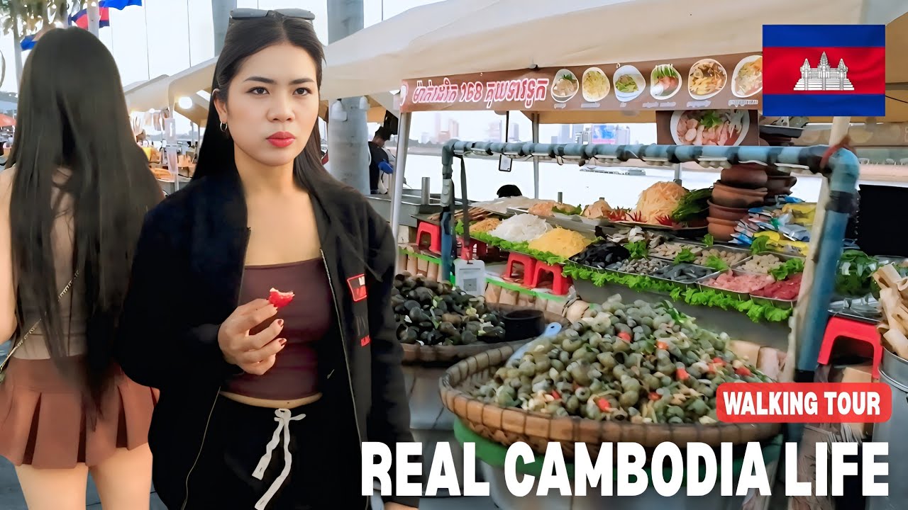 New Year Walk in Phnom Penh City 2026| Night Market Street Food Tour, Cambodia & Real Cambodia Today