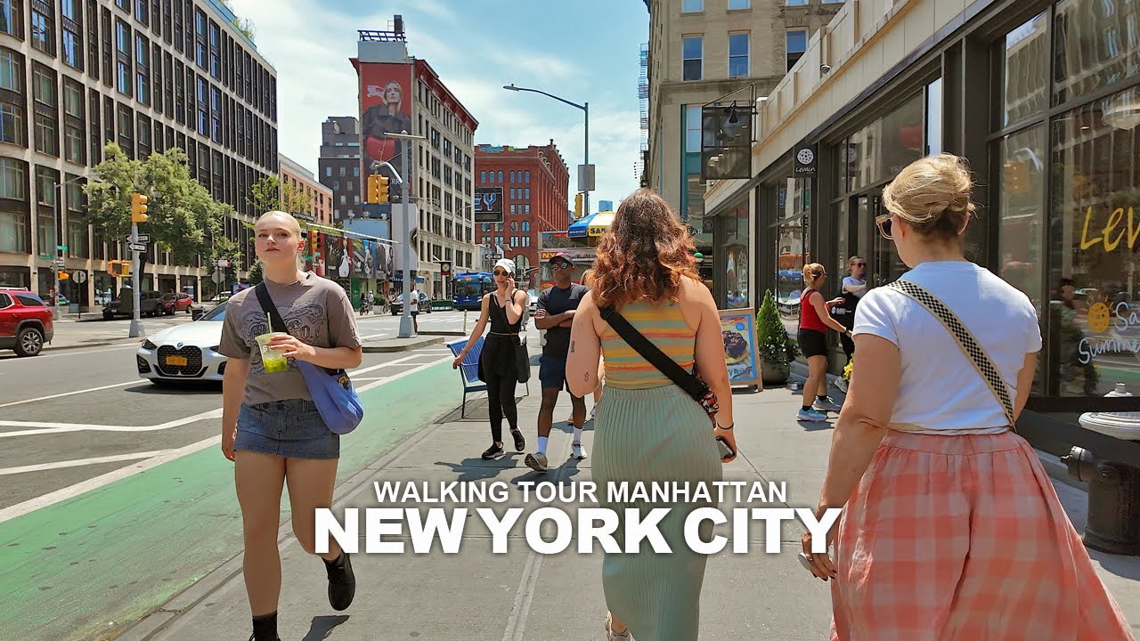New York Manhattan Summer Walk, Broadway, Lafayette Street, Nolita, SoHo, 6th Avenue, Times Square