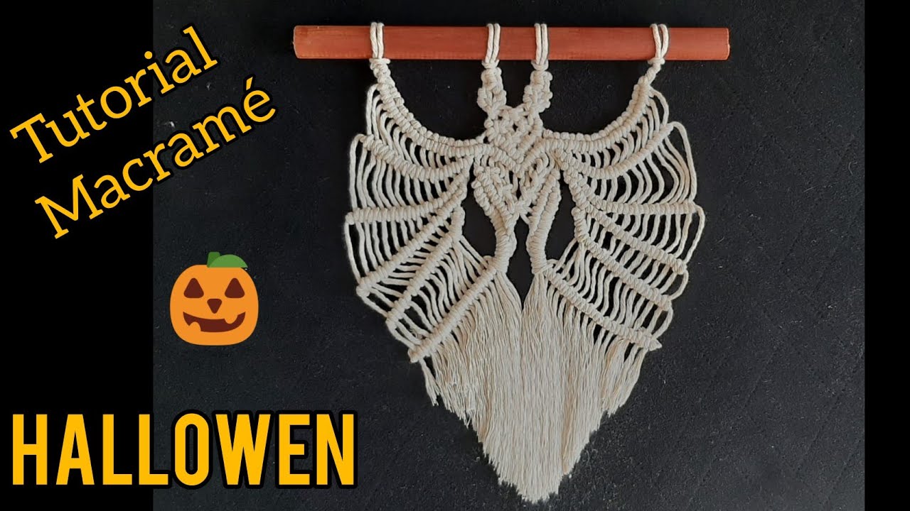 Tapiz de murciélago en macramé Halloween 🎃 Bat tapestry in macramé Halloween 🎃