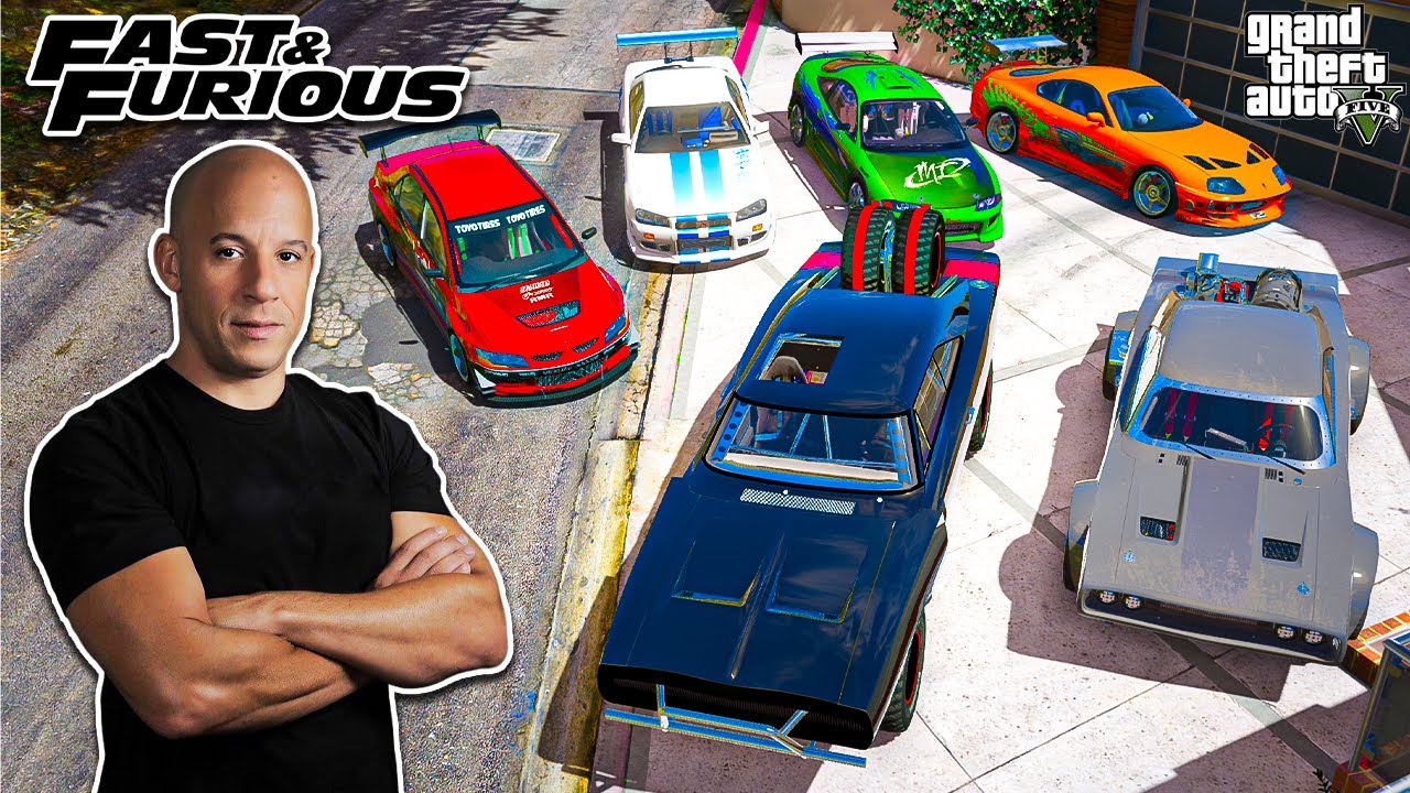 GTA 5 - Franklin Steal Fast And Furious Top 5 Dominic Toretto Cars! | (GTA V Real Life Cars #43)