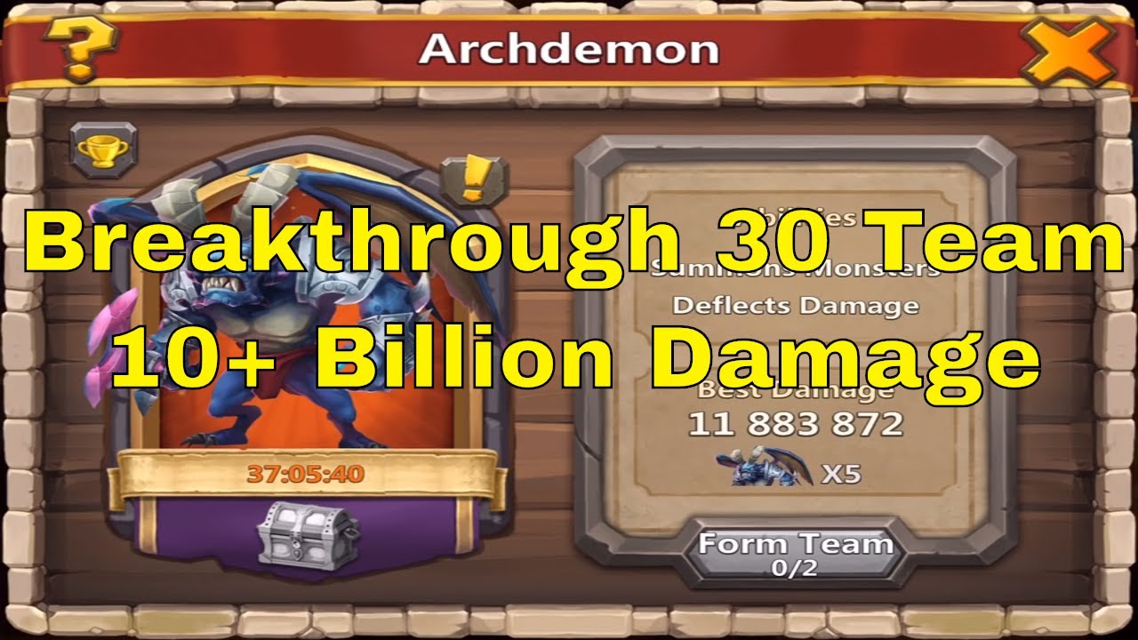 Castle Clash Archdemon Full Breakthrough 30 Team Gameplay