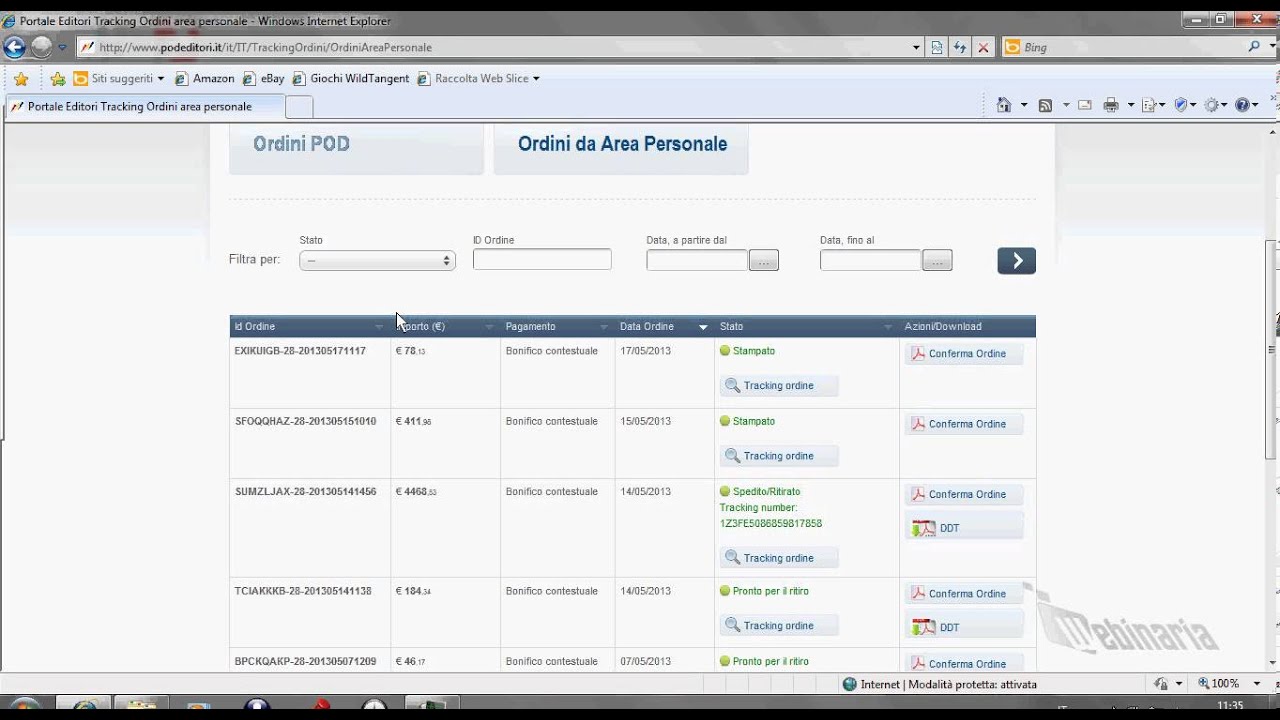 Tutorial - Pagina Tracking Ordini (dettagli ordini e monitoraggio fasi di lavorazione)