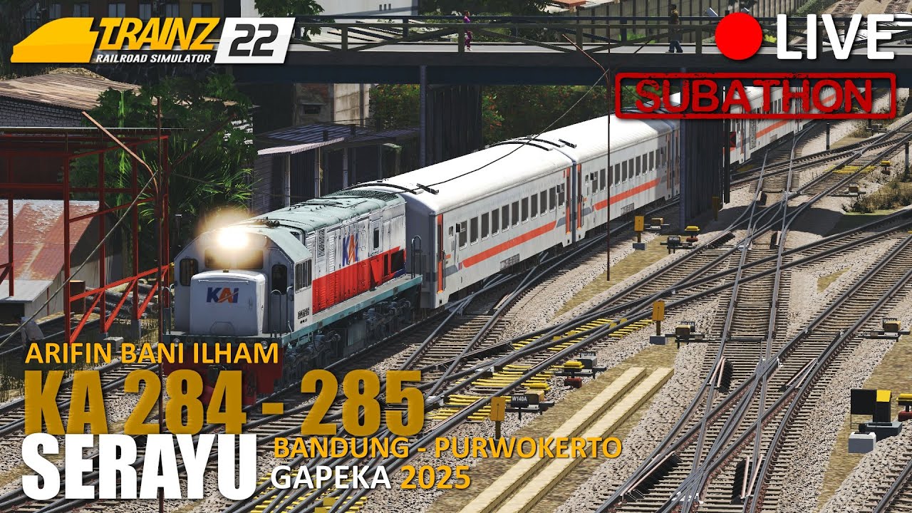 🔴 [LIVE] MELEWATI KEINDAHAN DAOP2! Dinas KA 284 - 285 Serayu (Subathon) | TRAINZ SIMULATOR INDONESIA