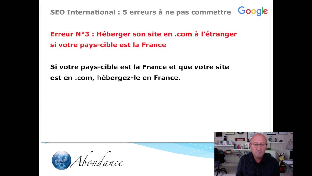 SEO International : 5 erreurs à ne pas commettre. Vidéo SEO Abondance