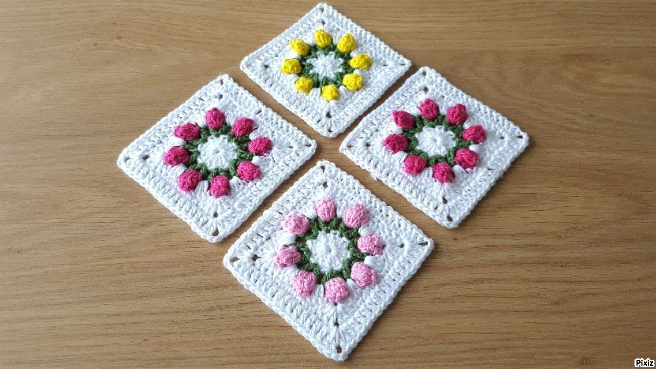 Tığ işi laleli motif yapımı/Örgü Modelleri
