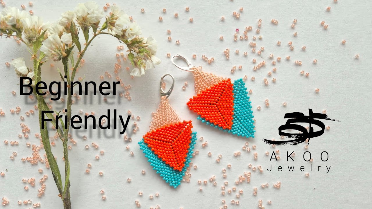 Colorful Beaded Earrings ✨ Easy Triangle Design for Beginners