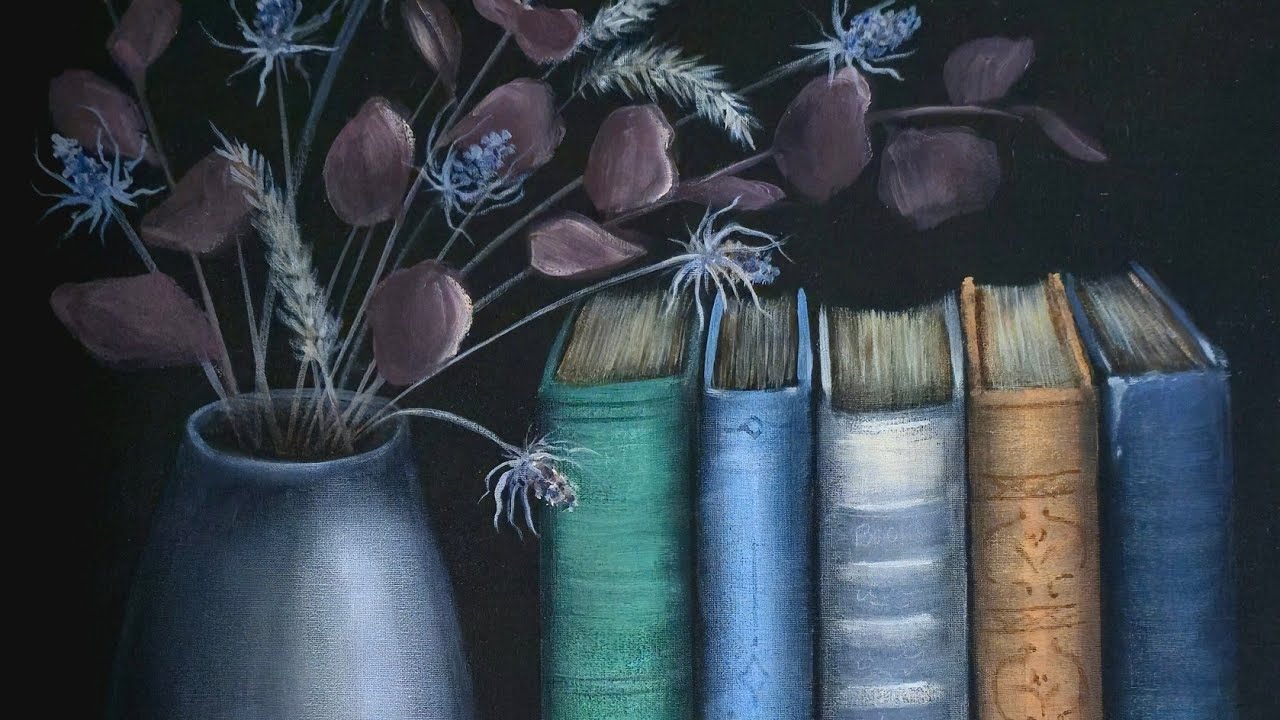 BOOKS Still Life Acrylic Painting LIVE Tutorial