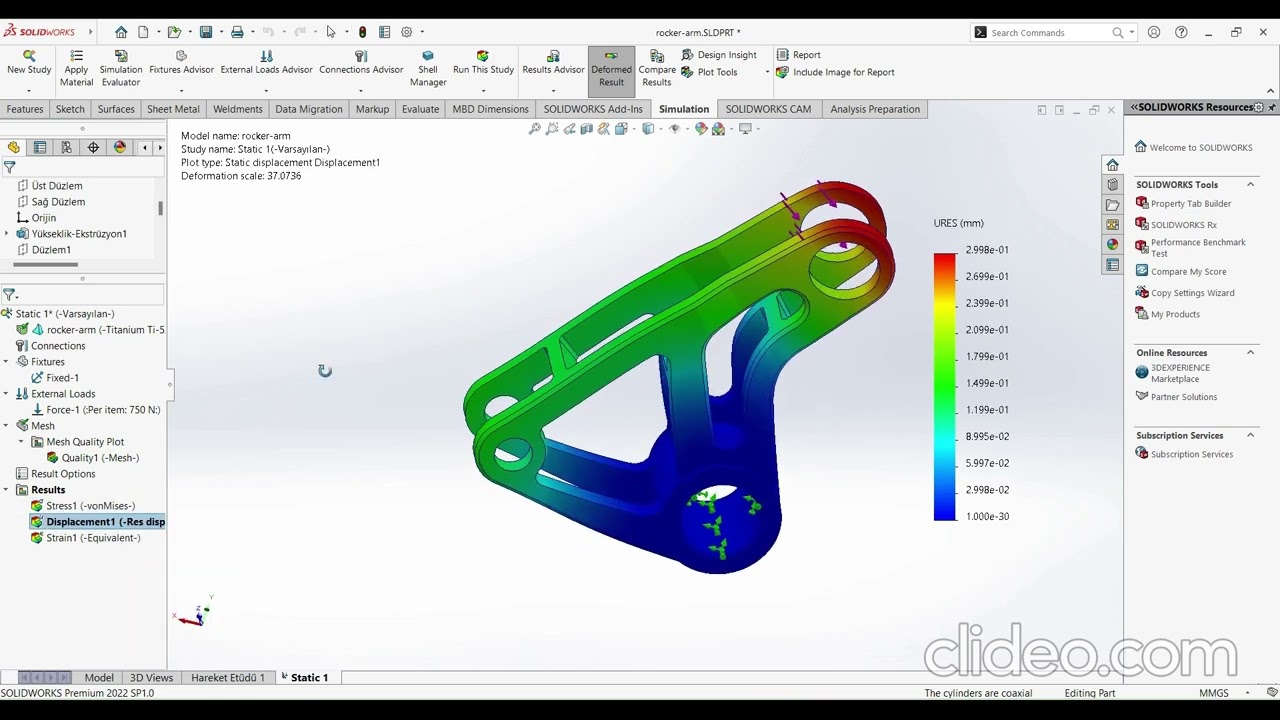 ReDesign and Topology Optimization for “ROCKER ARM-FSAE-F1”.video rocker