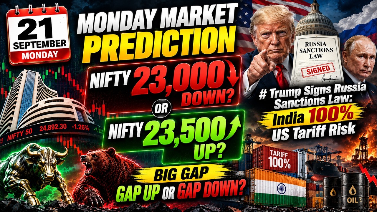 Nifty & Bank Nifty Monday Prediction | 21 September 2026 Market: Gap Up or Gap Down? | 100% Tariff