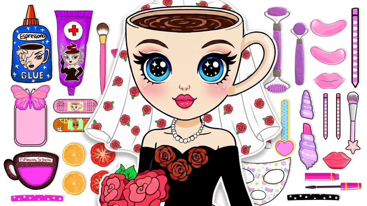 💖Paper DIY💖 Brainrot Espresso Signora Transformation Skincare + Makeup Blind Box Unboxing ASMR