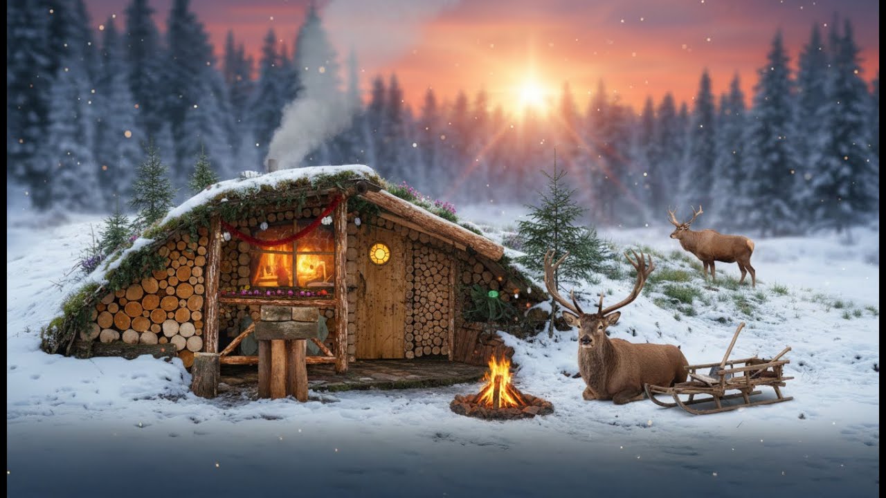 Construction of warm shelters for survival in the wild forest
